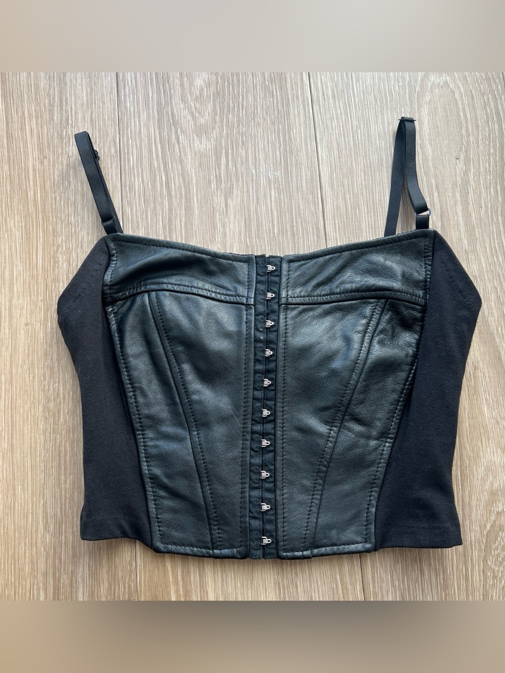 Wilson maxima Black Faux Leather Corset Tank Top